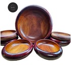 CaribCraft Solid Mahogany Genuine Taverneau Handcrafted Salad Bowl 7 Piece Set