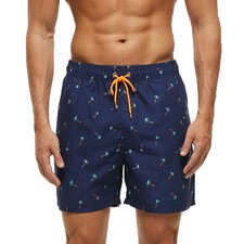 Palm Tree Swim Trunks Mens Quick Dry Shorts Elastic Waist Drawstring Beach M-4XL