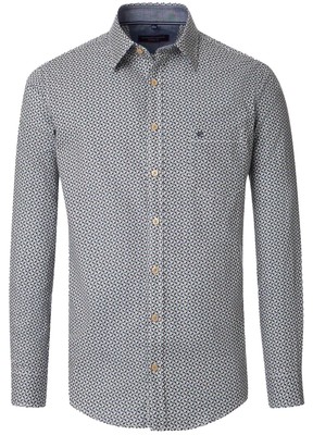 Casa Moda Long Sleeve Casual Fit Shirt Beige/Navy