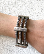 Lisa Jenks Sterling Silver Triple Chain Bracelet Modernist Vintage Jewelry