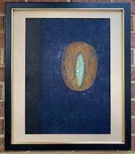 Hiroyuki Tajima 1969 Abstract Japanese Tokyo Color Woodcut Noted Sosaku Hanga