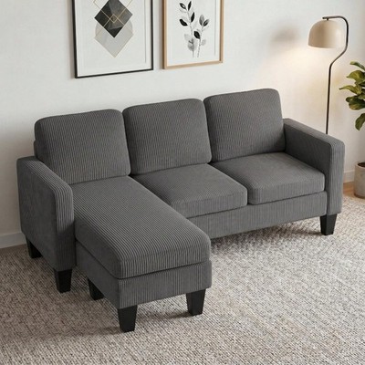 73'' Sectional Sofa 3 Seat L Shaped Couch with Reversible Chaise or Ottoman