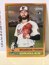 2025 Topps Heritage High Number #20/25 Brandon Young RC Orange Chrome Refractor