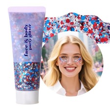 Red White Blue Body Glitter for 4th of July, USA Flag Face Hair Accessories