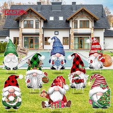 TREWAVE Christmas Gnome Yard Signs 8 PCS, Props Stakes, Outdoor Lawn Decorations
