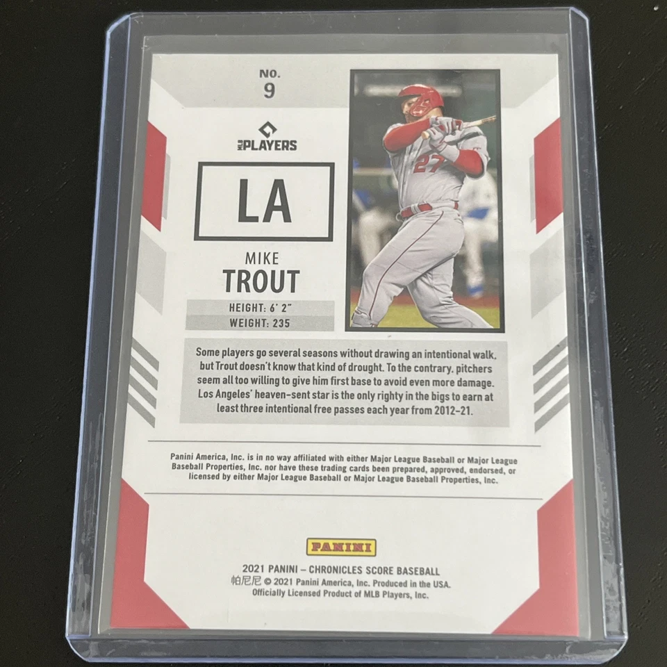 2021 Panini Chronicles Score Mike Trout Purple #9 /25 - Image 2 of 2
