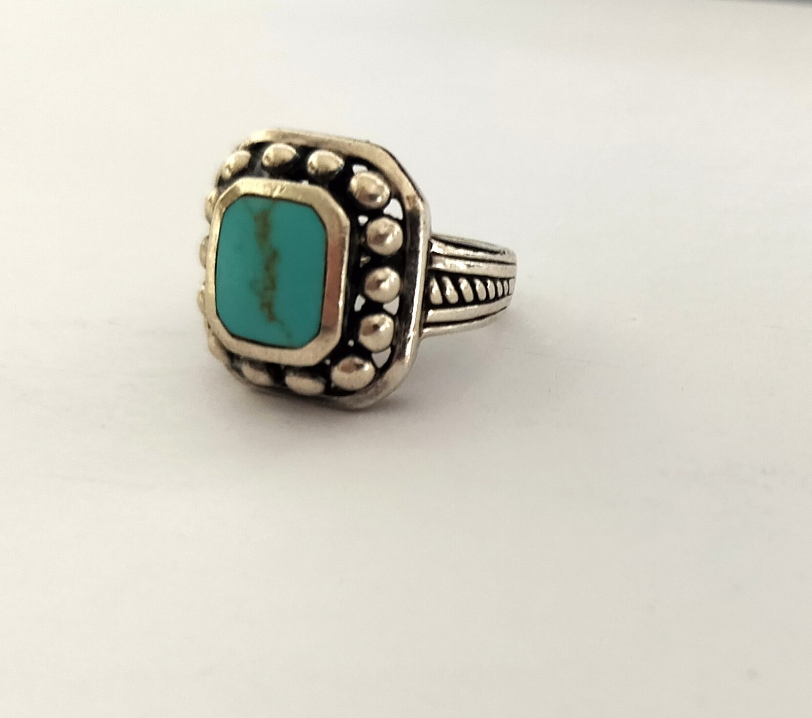 VTG Signed Solid 925 Silver & Large Turquoise Nat… - image 2