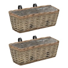 Image of Balcony Planter Wicker with PE Lining Raised Bed Real Rattan 2 pcs vidaXL