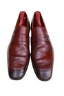 Magnanni Brown Burnished Leather Toe Strap Loafer Sip On Dress Shoe SZ 9M — photo 9