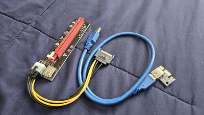6 Pack of PCIe GPU Riser Express Cable 16X to 1X and 5 Sata Power Cables