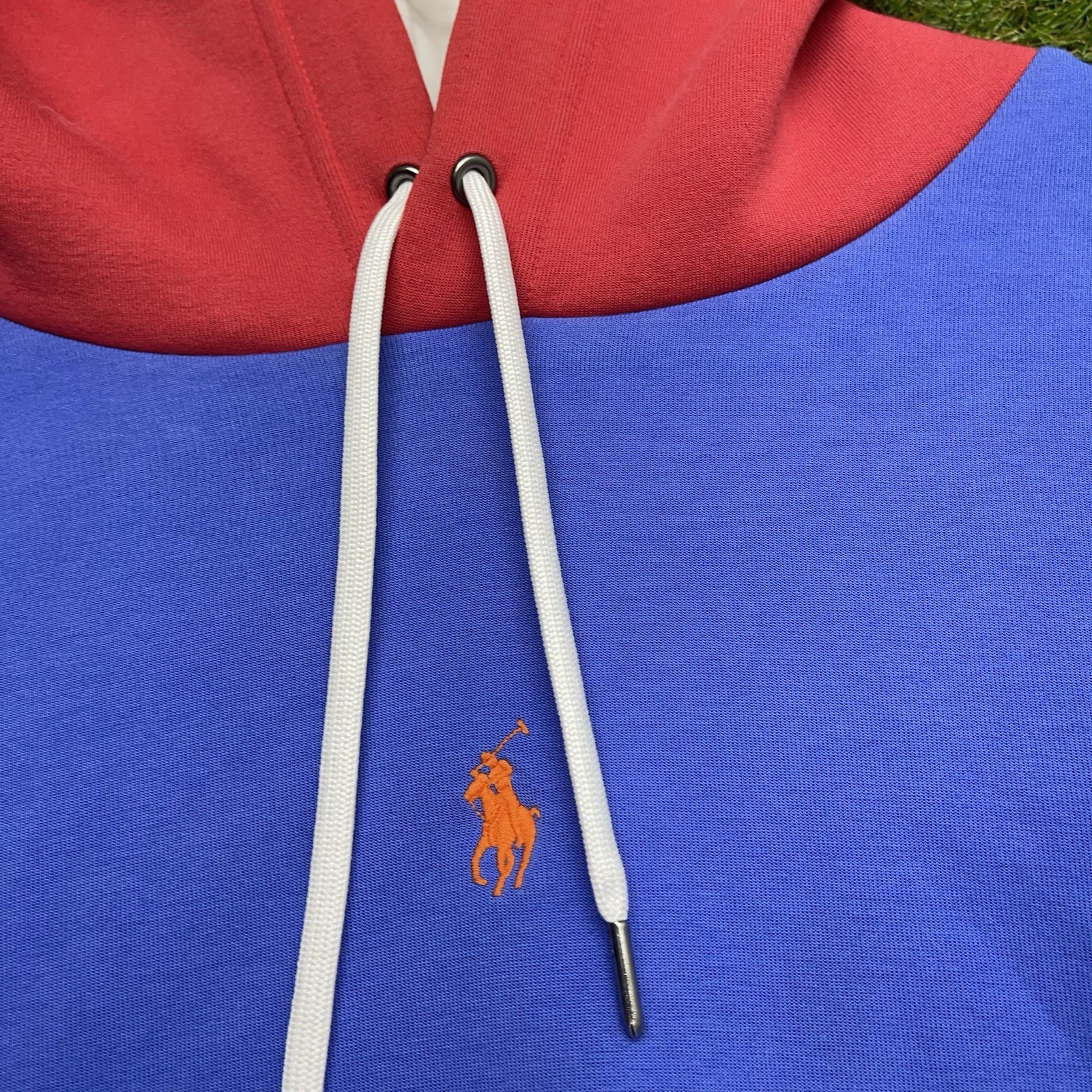 Polo Ralph Lauren felpa con cappuccio uomo grande colorblock felpa colorata blu pony y2k