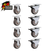 MöBelrollen 25X13Mm Mit Bremse GeräUscharm Tpr-Gummi 8 StüCk