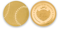 .9999 Pure Gold Baseball $1 Coin