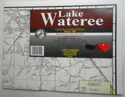 Kingfisher 350 Waterproof Contour Map Lake Wateree SC Detailed Depth