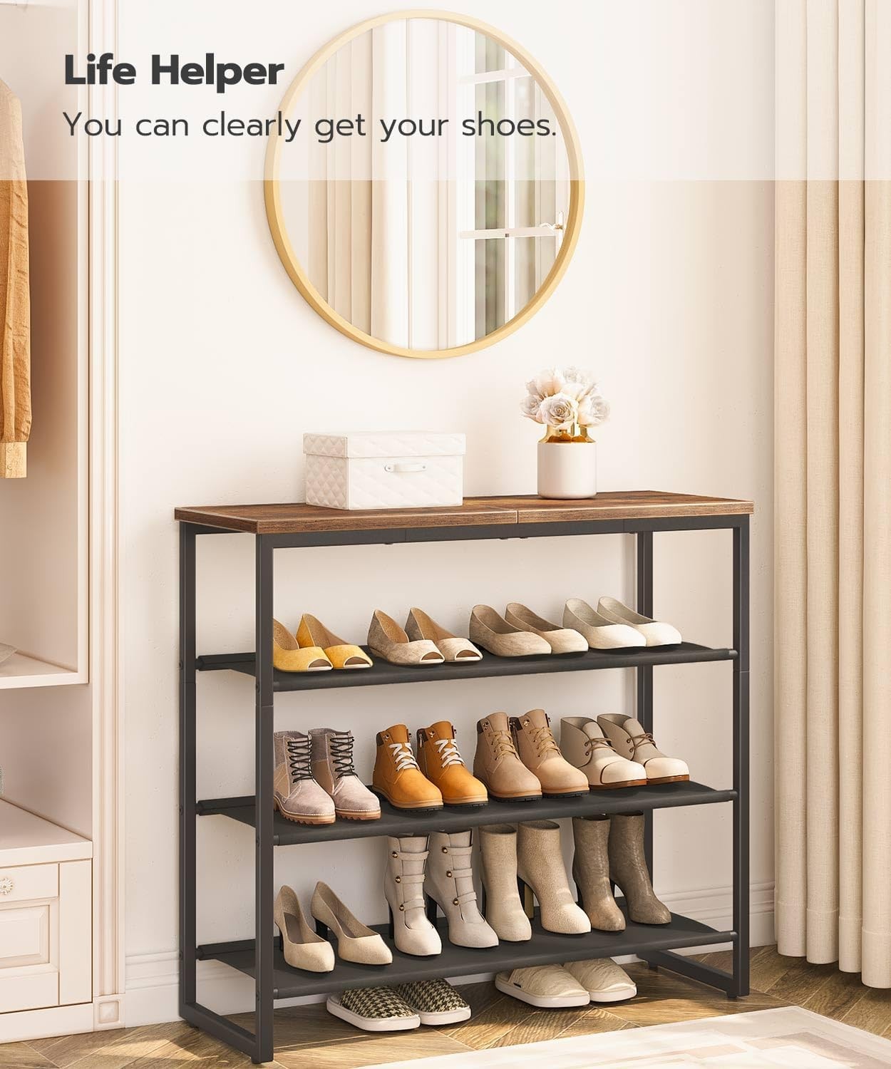 HOOBRO 4-Tier Shoe Rack Storage Shelf Bedside Organizer Stand Entryway Hallway