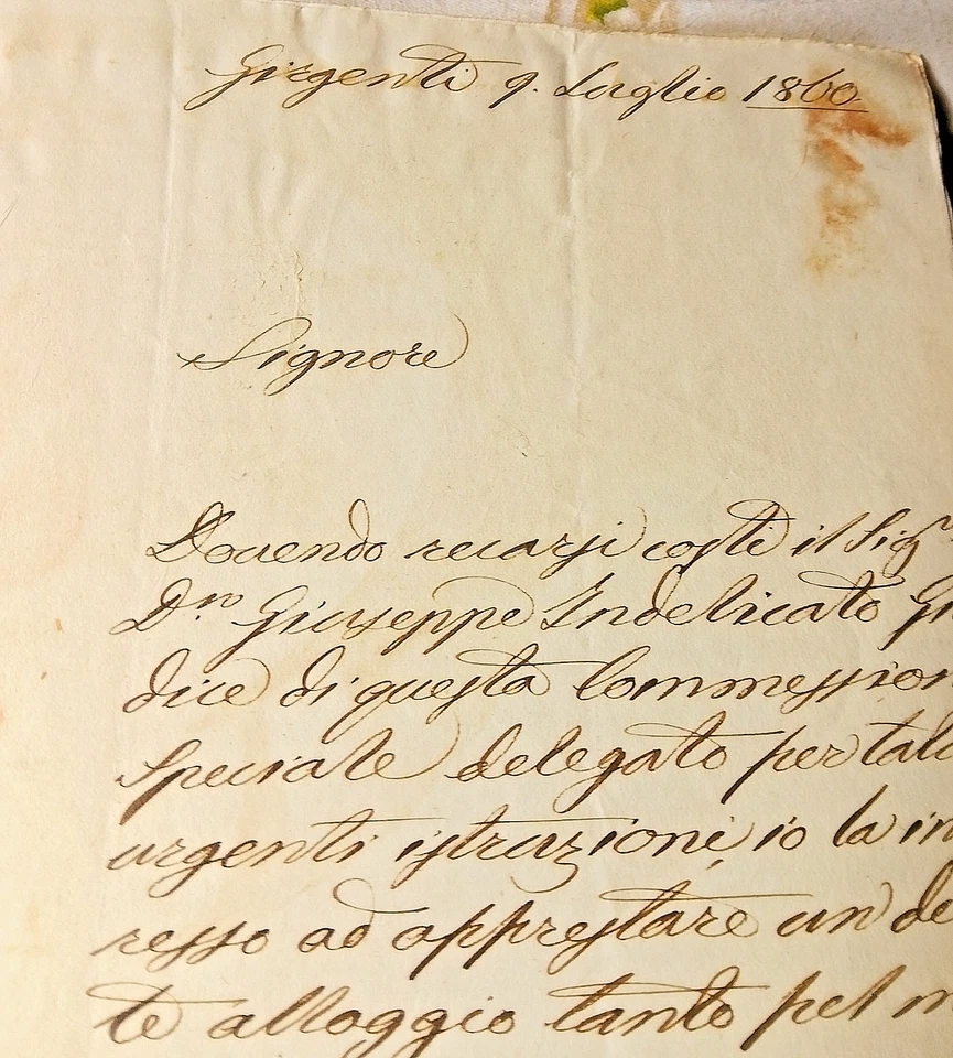DITTATURA GARIBALDINA GOVERNO DEL DISTRETTO DI GIRGENTI 9 LUGLIO 1860 OVALE NERO - Immagine 4 di 4