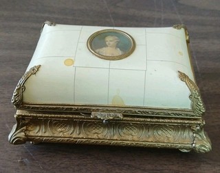 ANTIQUE GILTED FRENCH JEWLERY BOX Filled with Jewels