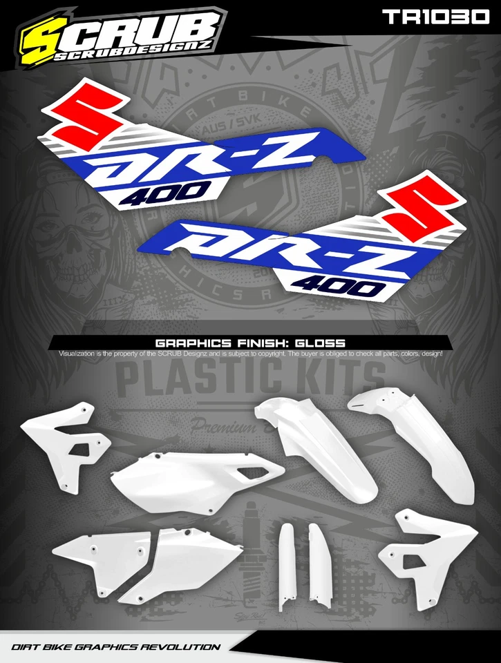 Suzuki DR-Z400SM 1999-2024 Restyle Plastics kit + calcomanías aplicadas DRZ 400 SM Foto 2 de 4
