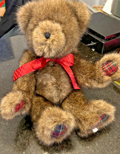 Boyds Bears Plush Teddy Bear 16  Brown Red Ribbon Stuffed Animal