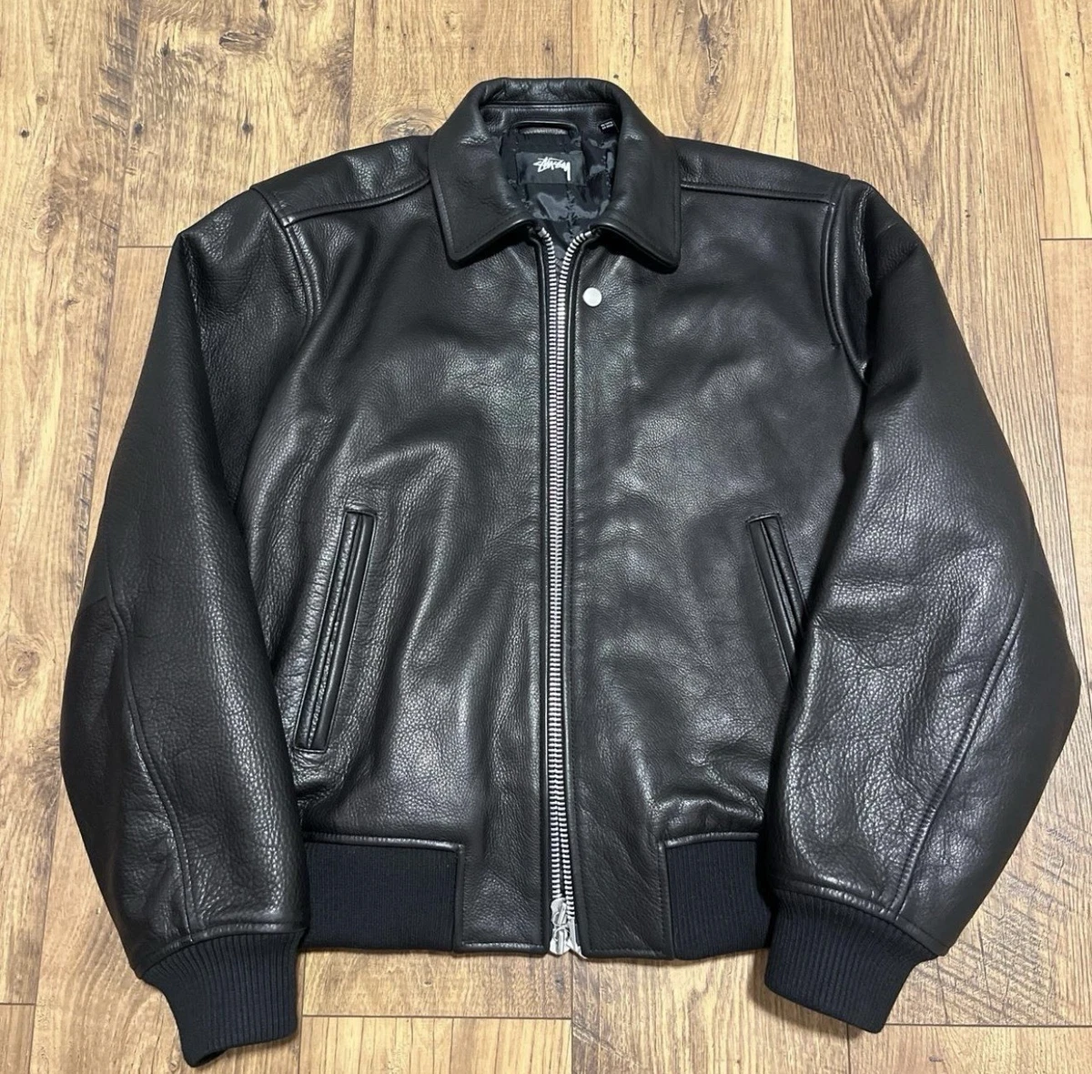Black Leather Outer Shell Stussy Coats, Jackets & Vests for Men