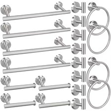 20-Piece Bathroom Hardware Set in Brushed Nickel with 16 In. Wall Mounted Hand T