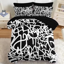 7 Pcs Comforter Set Size, Abstract Bedding Set for Kids and Full Graffiti