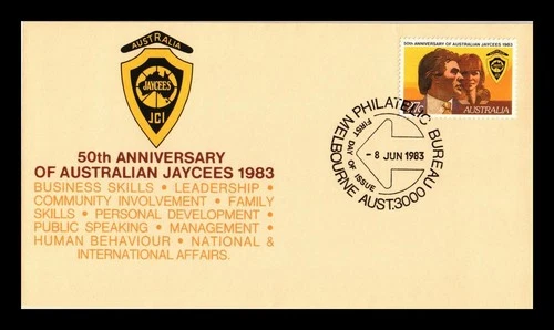 Dr Jim Stamps Australia 50th Anniversary Of Australian Jaycees 1983 FDC