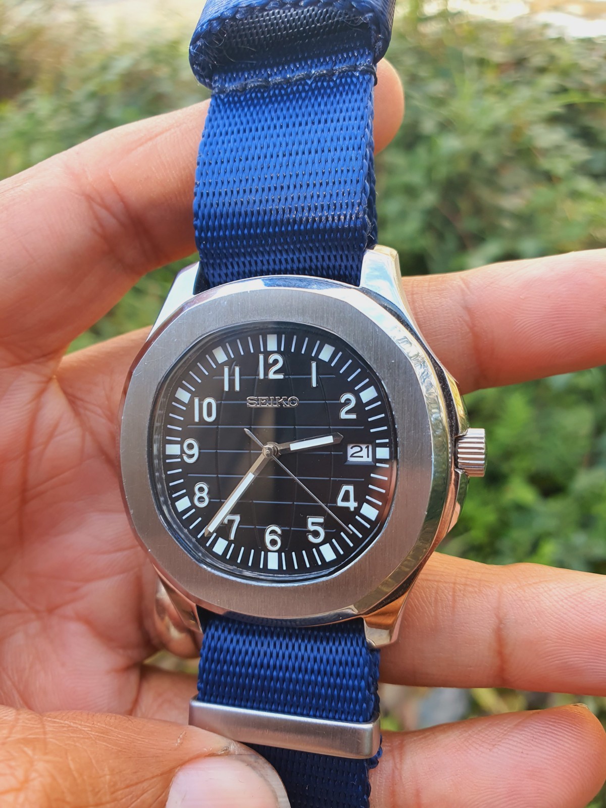 Seiko Mod Automatic with Blue Strap - image 2