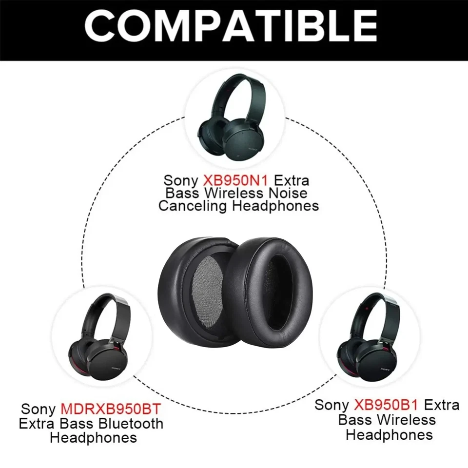 Almohadillas de repuesto para auriculares inalámbricos Sony MDR-XB950B1 MDR-XB950N1 XB950BT Foto 4 de 4