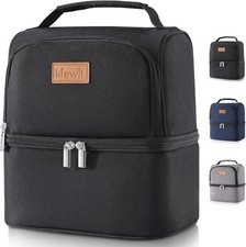 7L Black Lifewit Double Compartment Cooler Bag for Men Women, Insulated