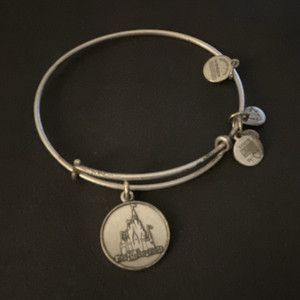 Alex and Ani Disney Cinderella Castle Expandable Bangle Bracelet Silver Tone