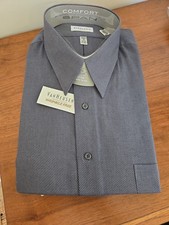 Van Heusen Wrinkle Free Comfort Span Dress Shirt Sz 18 Xxl Blue