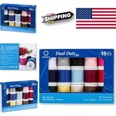 Dual Duty General Purpose Thread Box 15 Spools Multicolor Polyester 5400 Feet