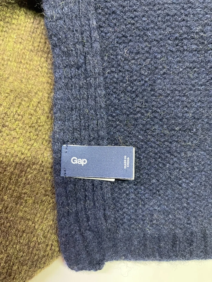 Шарф мужской GAP из шерстяной нейлоновой смеси цветной блок серый зеленый синий - Изображение 3 из 4