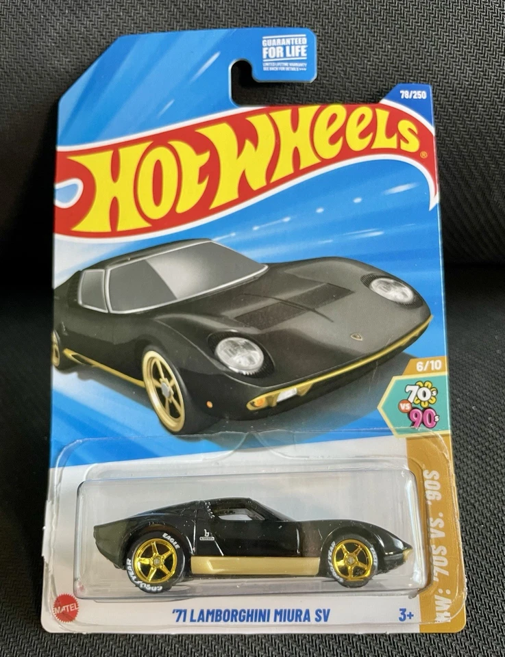 Lamborghini Miura SV 2025 Hot Wheels '71 rueda y neumático personalizados pilotos reales Foto 4 de 4
