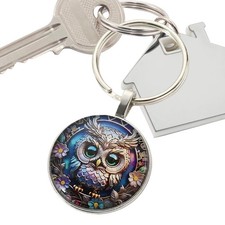 3 Pcs Owl Shape Jewel Keychain Purse Pendant Metal Key Ring Backpack Charm