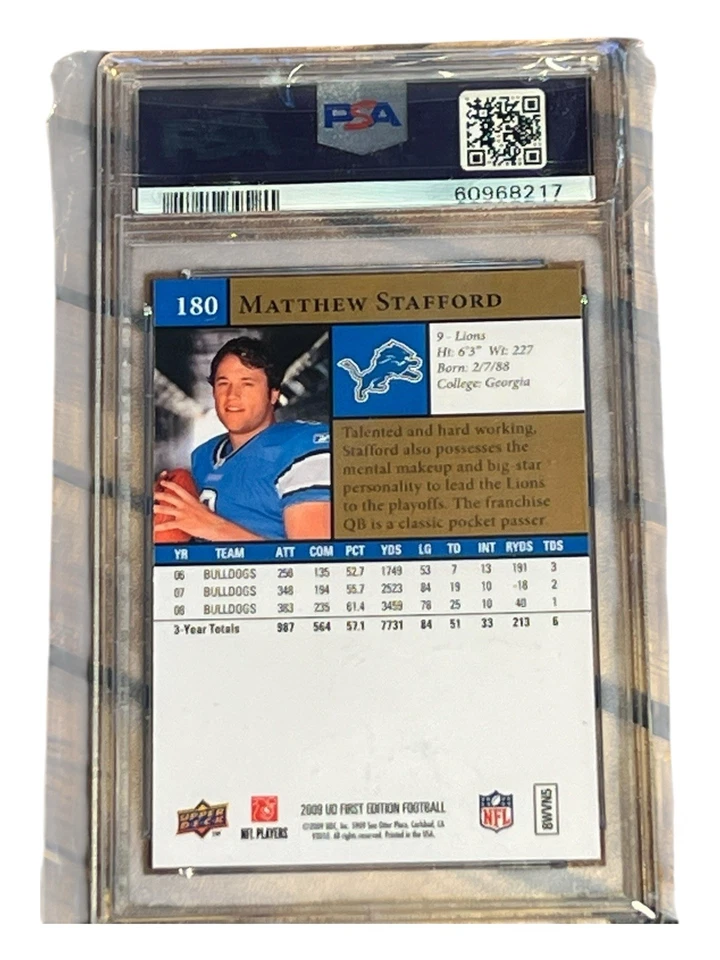 2009 UPPER DECK First Ed. Matthew Stafford Detroit Lions (RC) #180 (60968217) - Image 3 of 4