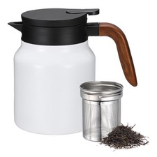 1000ml Coffee Carafes Insulated, Tea Thermo with Infuser, White Wood Grain