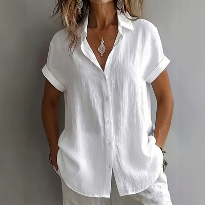Womens Breathable Pleated-texture Casual Blouse