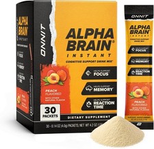 Onnit Alpha BRAIN Instant Peach Flavored /30 Count- 05/2027 -  Shipping Free NEW