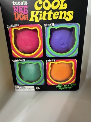 Teenie Nee Doh Cool Kittens Tactile Squeeze Toys Pink Purple Green Orange 4 Pack