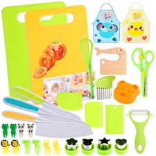 Kids Montessori Cooking Kitchen Toys and Toddler Knife Set - 30 Pcs Knifes for