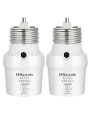 WILAWE2 Pack Automatic Dusk to Dawn Light Sensor Socket w/ 360°  Rotation, White