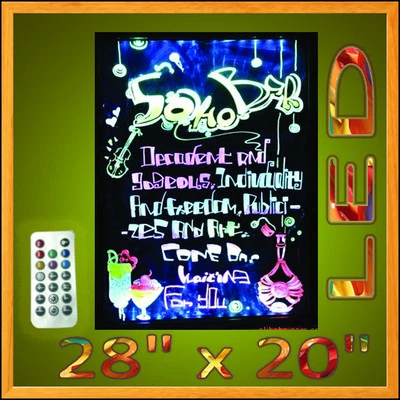 DSM 28" x 20" Remote Flashing LED Writing Board Menu Sign Illuminated Fluorescent