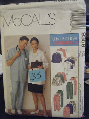 McCall's 9359 Misses & Men's Lab Coat, Pants, Skirt & Cardigan Pattern - Sz S-L