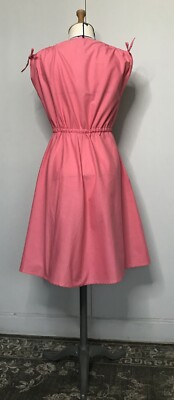 Robe évasée Vintage Années 70 En Coton Rose - Taille 36, Sans Manches, été