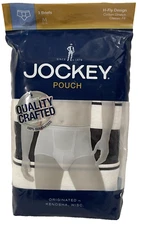 Jockey Pouch H Fly Design 3 Mens Full Rise Briefs Medium BLACK w White Band 1145