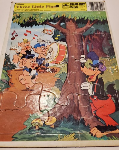 Disney Golden Frame Tray Puzzles Set Of 2 Vintage 1980s Pooh & 3 Little Pigs - Picture 9 of 11