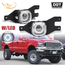 Pair LED Fog Lights For 1999-2004 Ford F-250 Super Duty Projector Driving Lamps