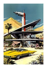 1960s Palm Springs Mid Century Modern Atomic Ranch Home Art Print bd3